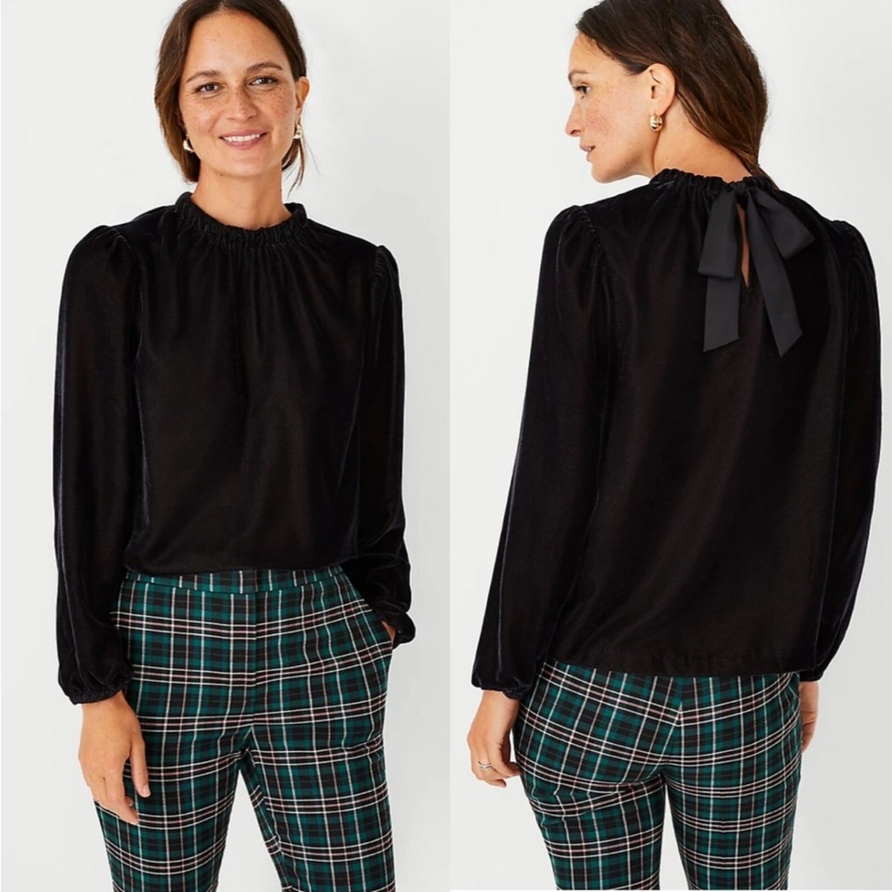 NWT Ann Taylor Velvet Tie Back Top